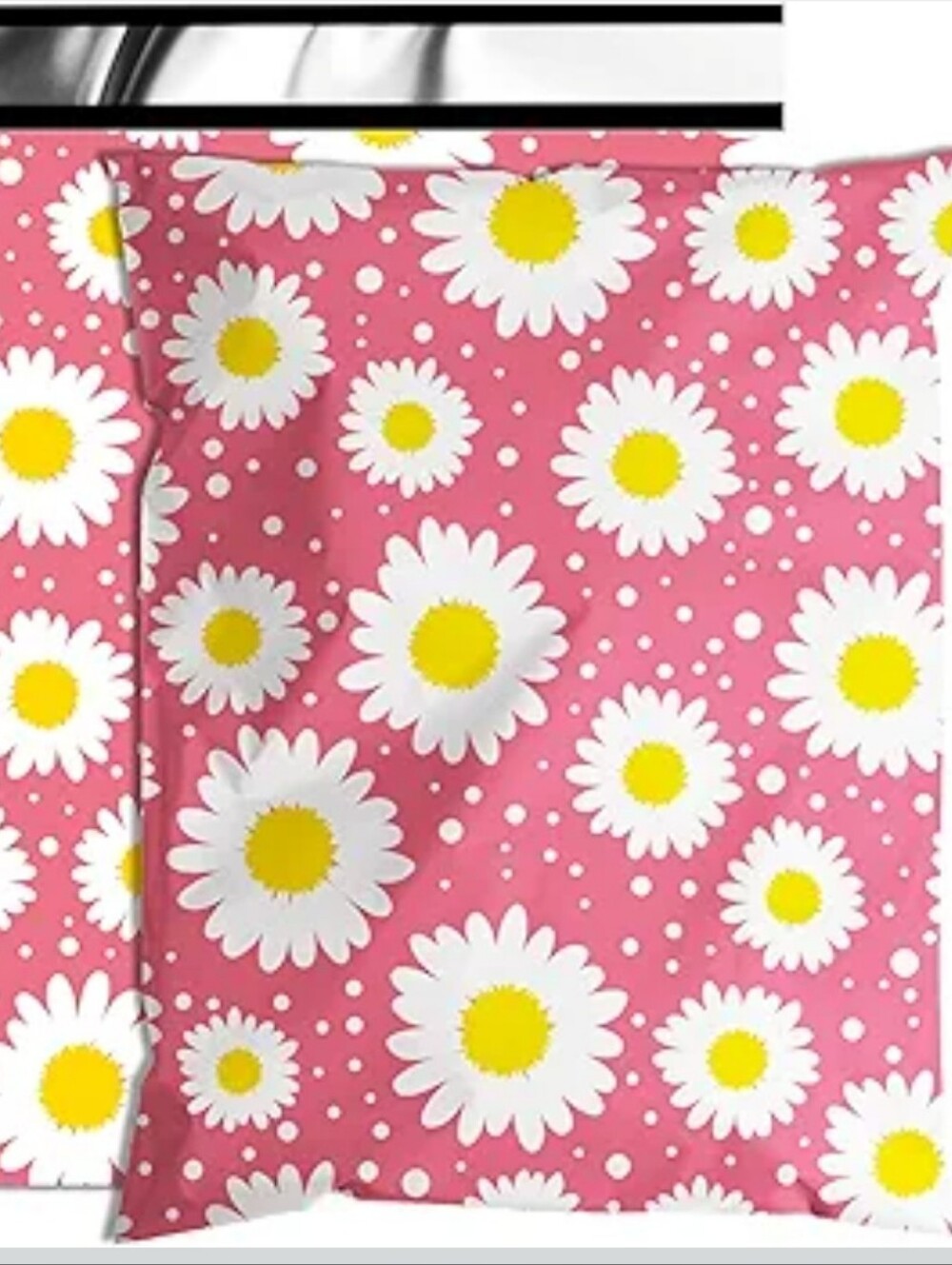 Pink Daisy Print Polymailer Packages